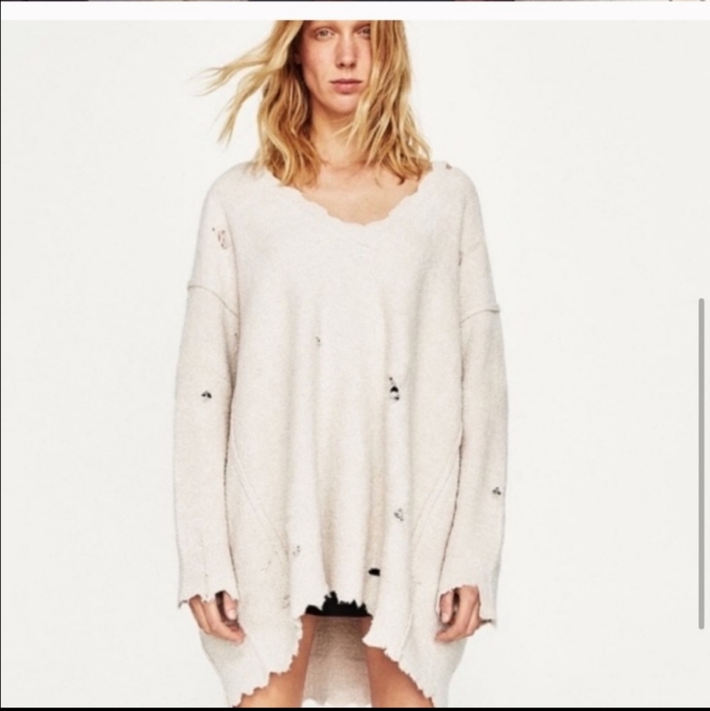 Zara distressed oversized sweater